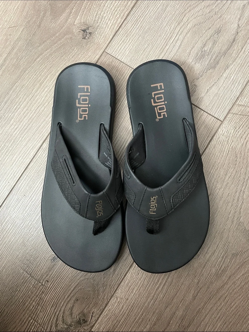 Flojos Men's Memory Foam Thong Flip Flop Sandals Sz:8 Black